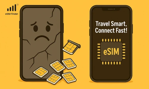 Physical SIM vs Travel eSIM illustration
