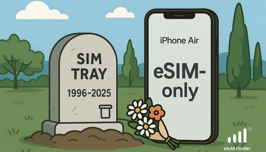 RIP SIM tray (1996–2025). iPhone 17 Air becomes the first eSIM-only flagship worldwide. Learn what it means and how a travel eSIM gets you online fast.